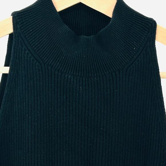 Madewell Black Ribbed Sleeveless Mock Neck Knit Top - Picture 2 of 5